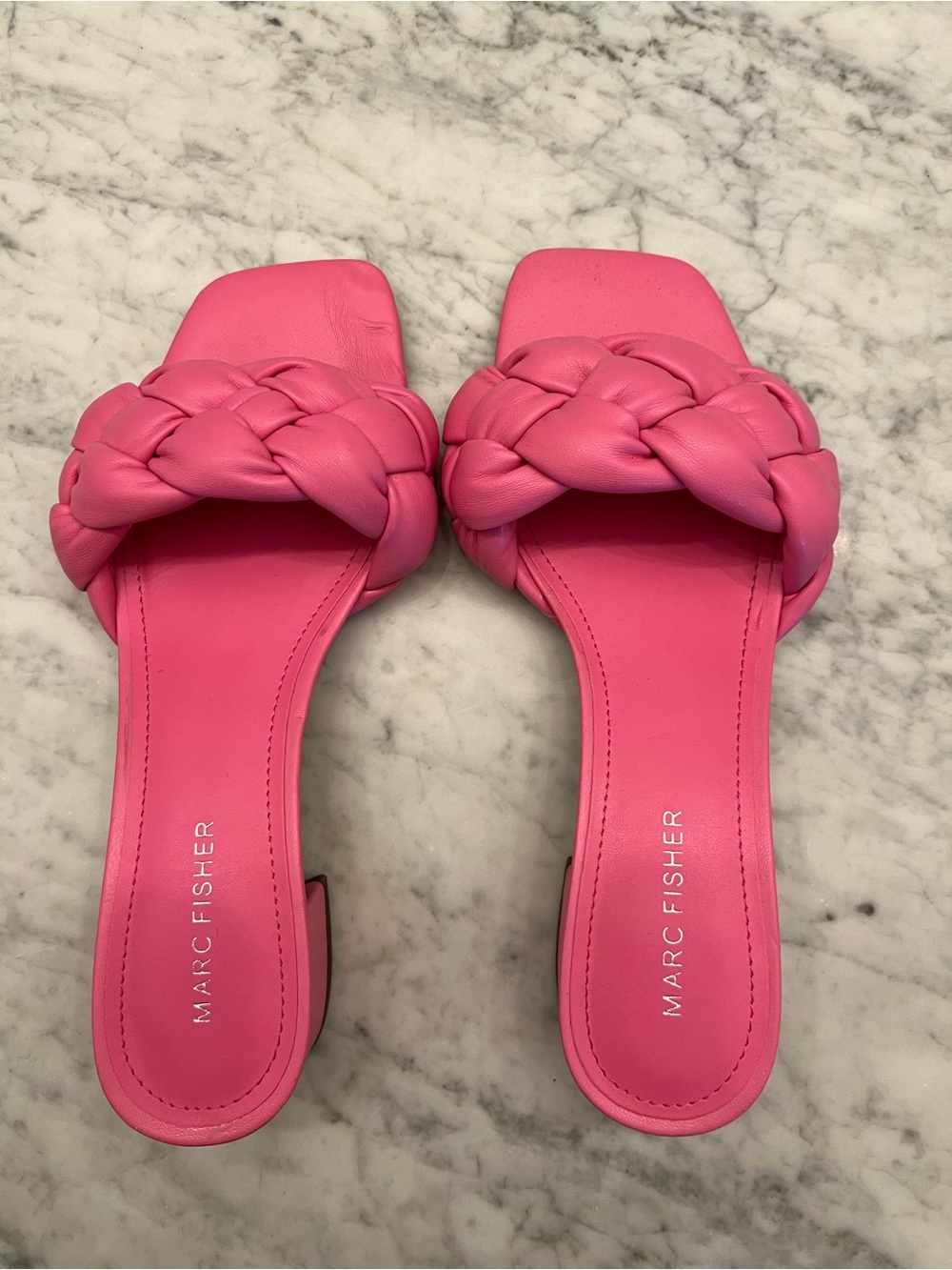 Marc Fisher Bubble Gum Pink Braided Slide Mules